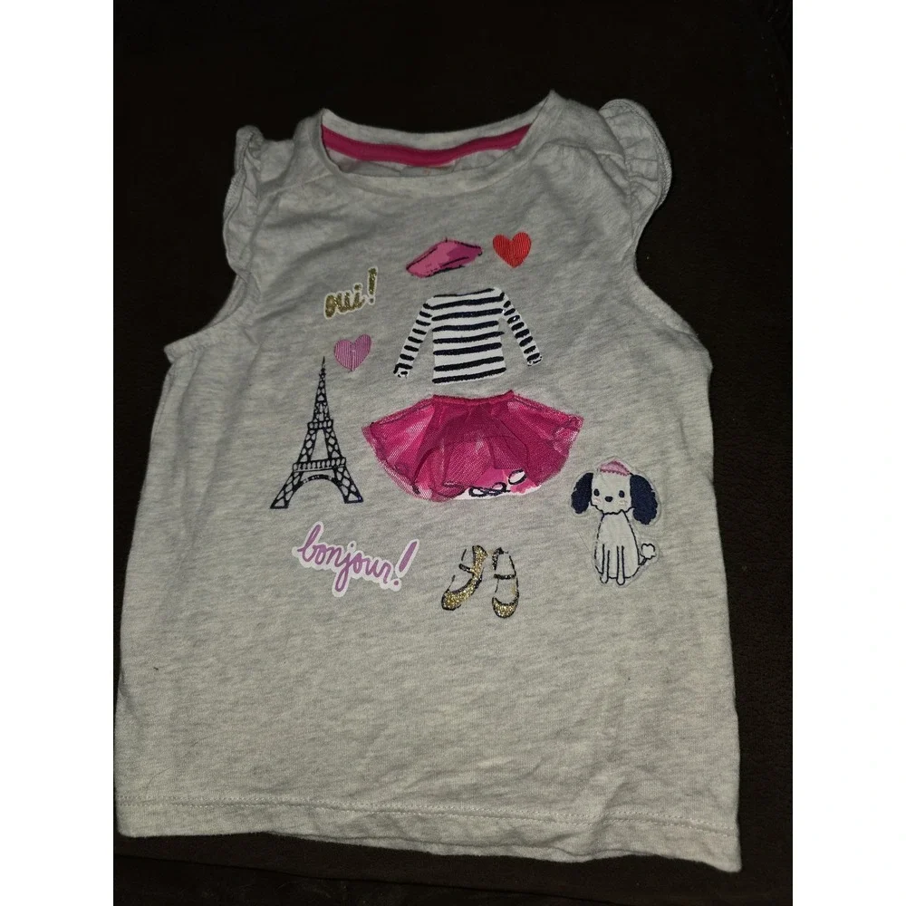 Gymboree Eiffel flowers dog paris top and skirt size 3t